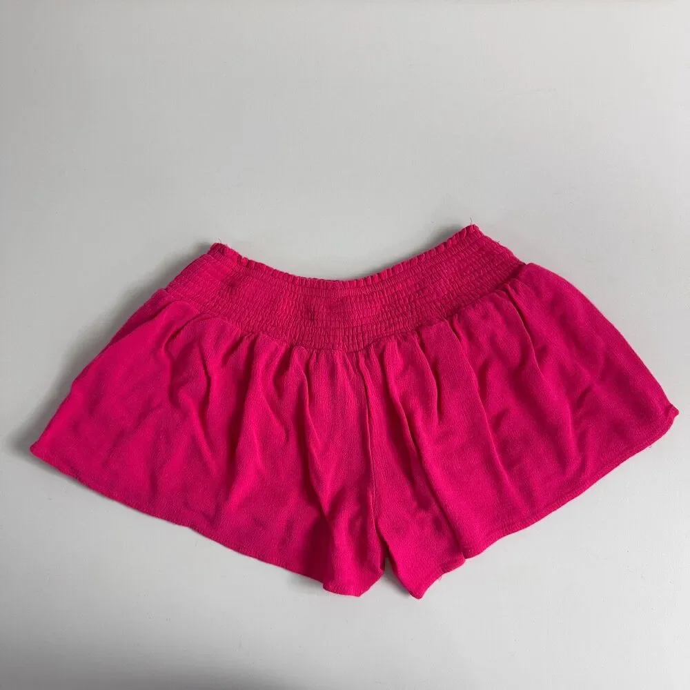 Hayden Girls Flowy Smocked Waist Shorts Pink Gauze Lined Size L